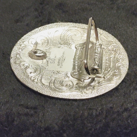 Native American Navajo Silver and Turquois belt buckle Vintage SSI - Picture 9 of 10